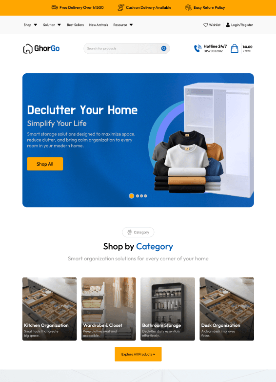 E-commerce landing page and product listing UI mockups designed in Figma